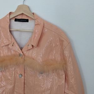 Sally LaPoint Peach Patent Leather Jacket & Skirt set